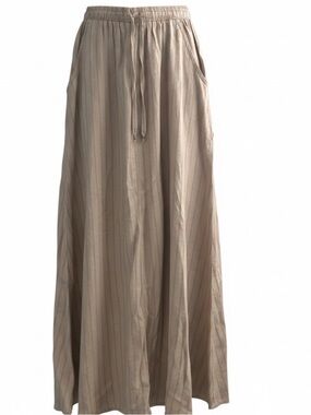 Max Studio Neutral Stripe Drawstring Maxi Skirt